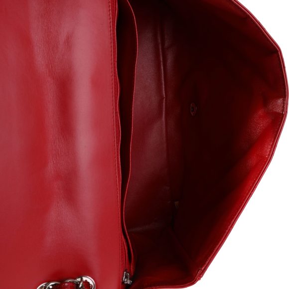 Chanel Red Quilted Patent Leather Maxi Classic Single Flap Bag - Picture 8 of 8